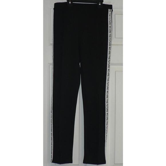 BCBGirls Maxazria Leggings " We Are The Future" Side Stripe Blk/White Large $36 - Picture 3 of 5